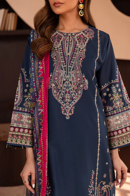 BATIK-3PC DHANAK SEQUENCE EMBROIDERED SHIRT WITH COUTRAI PRINTED SHAWL & DHANAK EMB TOUSER-W.J-1832