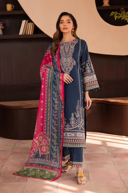BATIK-3PC DHANAK SEQUENCE EMBROIDERED SHIRT WITH COUTRAI PRINTED SHAWL & DHANAK EMB TOUSER-W.J-1832