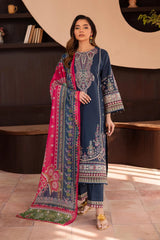 BATIK-3PC DHANAK SEQUINS EMBROIDERED SHIRT WITH WOOL PRINTED SHAWL & DHANAK EMB TOUSER-W.J-4179