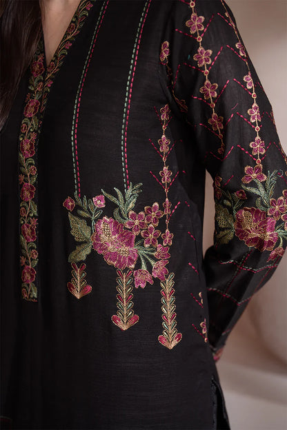 IZNIK-3PC DHANAK EMBROIDERED SHIRT WITH DHANAK EMBROIDERED SHAWL & TROUSER-W.J-1320