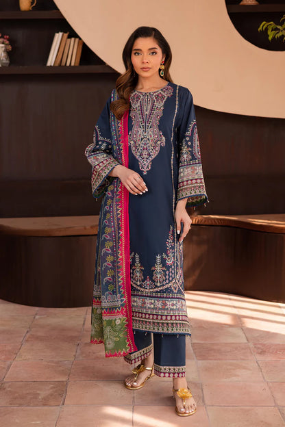BATIK-3PC DHANAK SEQUENCE EMBROIDERED SHIRT WITH COUTRAI PRINTED SHAWL & DHANAK EMB TOUSER-W.J-1832