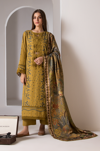 SOBIA NAZIR- 3PC LAWN EMBROIDERED SHIRT WITH MONARK PRINT DUPATTA AND TROUSER-W.J-1506