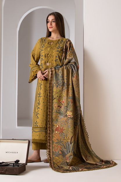 SOBIA NAZIR- 3PC LAWN EMBROIDERED SHIRT WITH MONARK PRINT DUPATTA AND TROUSER-W.J-1506