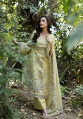 ELAF-3PC DHANAK EMBROIDERED SHIRT WITH WOOL PRINTED EMB SHAWL AND TROUSER-W.J-5085