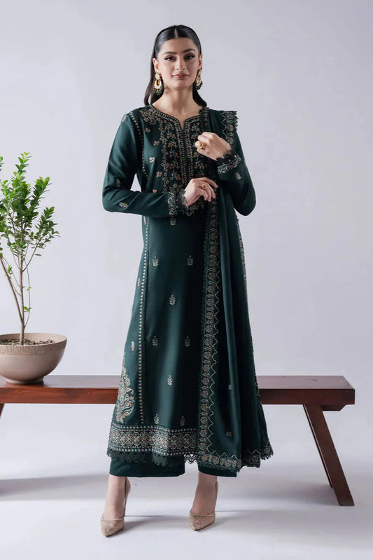 ASIM JOFA-3PC DHANAK EMBROIDERED SHIRT WITH DHANAK EMBROIDERED SHAWL & TROUSER_W.J-1896