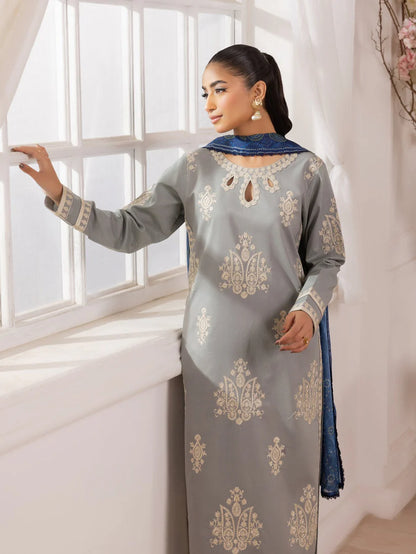 MOHAGNI-3PC LAWN EMBROIDERED SHIRT WITH MONARK PRINTED DUPATTA AND TROUSER-W.J-1715