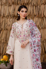 BATIK-3PC DHANAK EMBROIDERED SHIRT WITH WOOL PRINTED SHAWL AND EMB TROUSER -W.J-5040