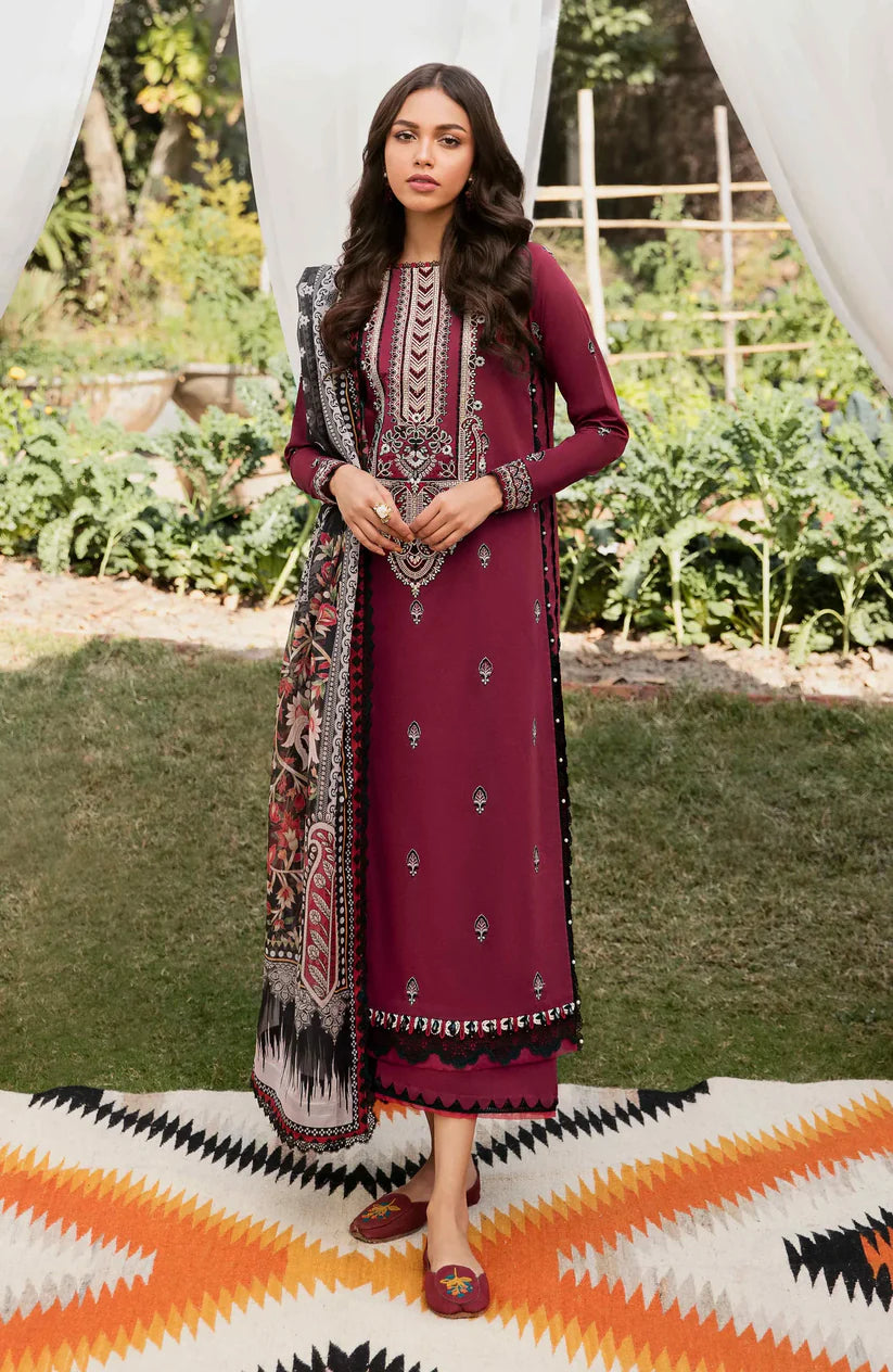 BATIK -3PC DHANAK EMBROIDERED SHIRT WITH COUTRAI WOOL PRINTED SHAWL & TROUSER-W.J-1807