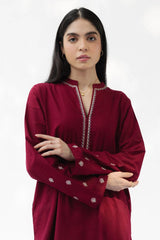ZARA SHAHJAHAN-3PC DHANAK EMBROIDERED SHIRT WITH DHANAK EMBROIDERED SHAWL AND TROUSER-W.J-5021