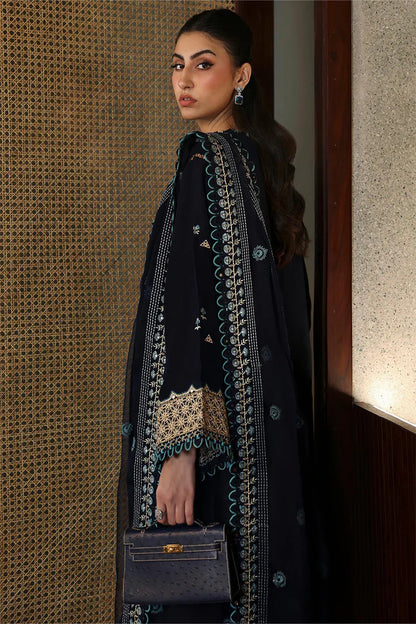 ZAHA-3PC DHANAK EMBROIDERED SHIRT WITH DHANAK EMBROIDRED SHAWL & TROUSER-W.J-1923