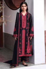 REPUBLIC WOMENSWEAR-3PC DHANAK EMBROIDERED SHIRT WITH DHANAK EMBROIDERED SHAWL AND EMB TROUSER-W.J-5233
