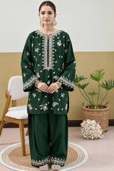 URGE-2PIECE DHANAK EMBROIDERED SHIRT WITH DHANAK EMB TROUSER-WJ-15141