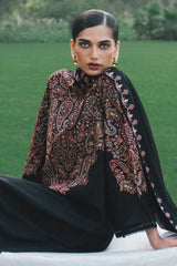 ZARA SHAHJAHAN-3PC DHANAK EMBROIDERED SHIRT WITH DHANAK EMBROIDERED SHAWL AND TROUSER-W.J-5289