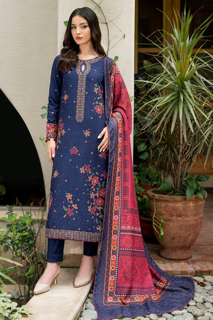 JAZMIN-3PC LAWN EMBROIDRED SHIRT WITH MONARK PRINT DUPATTA AND TROUSER-W.J-1514