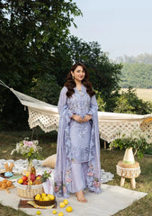 ELAF-3PC DHANAK EMBROIDERED SHIRT WITH DHANAK EMBROIDERED SHAWL AND TROUSER-W.J-5218