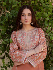 BATIK-2PIECE DHANAK EMBROIDERED SHIRT WITH DHANAK EMB TROUSER-WJ-238
