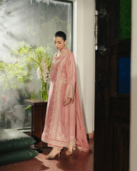 ZIVA-3PC RAW SILK EMBROIDERED SHIRT WITH SILK EMBROIDERED DUPATTA AND EMB TROUSER-W.J-5141