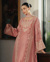 ZIVA-3PC RAW SILK EMBROIDERED SHIRT WITH SILK EMBROIDERED DUPATTA AND EMB TROUSER-W.J-5141