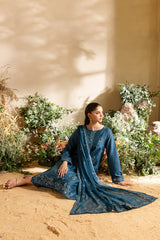 BATIK-3PC DHANAK EMBROIDERED SHIRT WITH CHIFFON EMBROIDERED DUPATTA AND TROUSER-W.J-4195