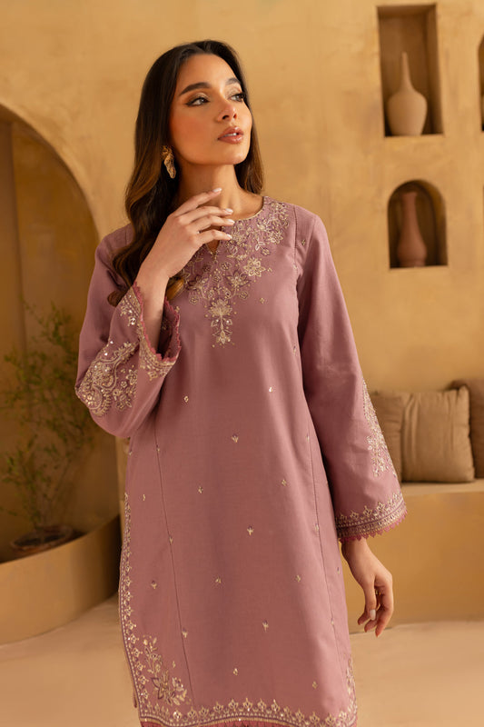 BATIK-2PC SEQUIN DHANAK EMBROIDERED SHIRT WITH SEQUIN DHANAK EMBROIDERED TROUSER-W.J-1803