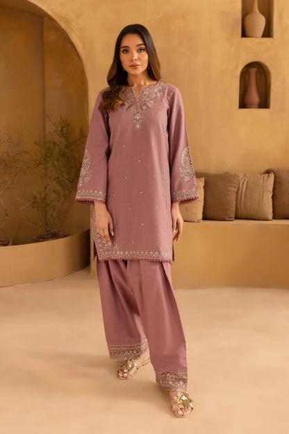 BATIK-2PC SEQUIN DHANAK EMBROIDERED SHIRT WITH SEQUIN DHANAK EMBROIDERED TROUSER-W.J-1803