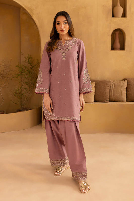 BATIK-2PC SEQUIN DHANAK EMBROIDERED SHIRT WITH SEQUIN DHANAK EMBROIDERED TROUSER-W.J-1803