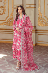 CHARIZMA-3PC KARANDI PRINTED SHIRT WITH KARANDI PRINTED DUPATTA AND TROUSER-W.J-2580