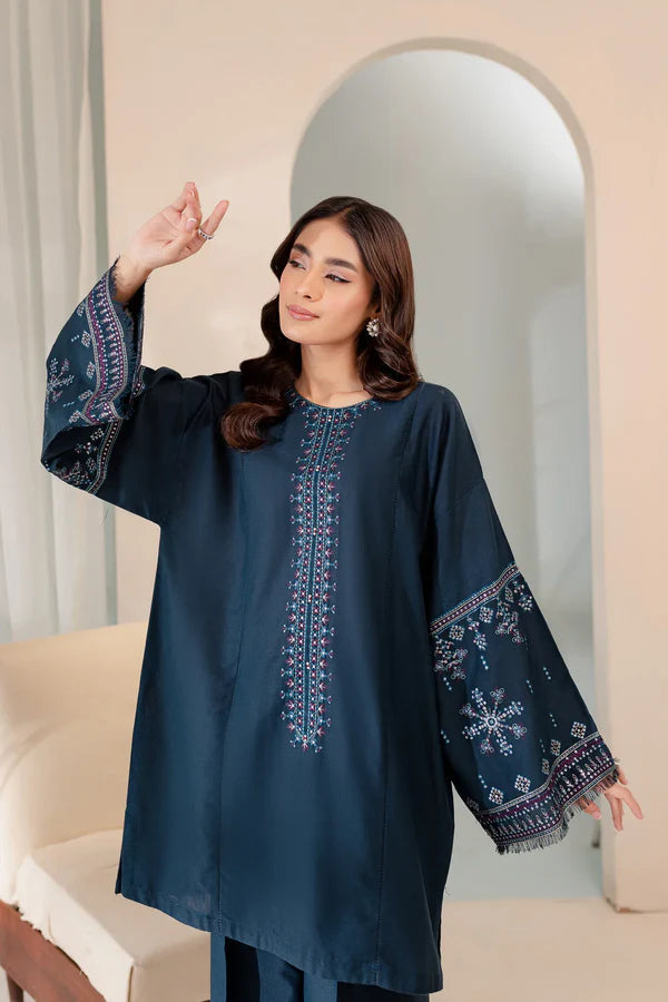 JAZMIN-2PC DHANAK EMBROIDRED SHIRT WITH AND TROUSER-W.J-1072