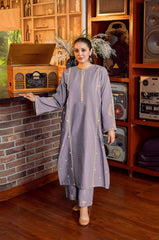 URGE-2PC LAWN SEQUIN EMBROIDERED SHIRT WITH EMB TROUSER-W.J-84