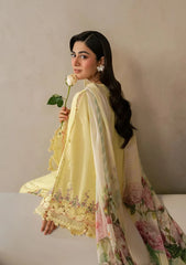 ELAF-3PC DHANAK EMBROIDERED SHIRT WITH COUTRAI PRINTED SHAWL AND TROUSER-W.J-5221