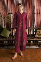 GARNET-2PC LAWN EMBROIDERED SHIRT WITH LAWN TROUSER-W.J-256