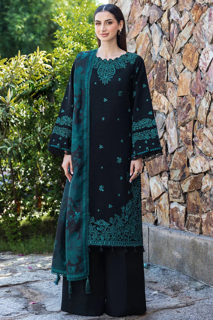 BATIK-3PC KHADDAR EMBROIDERED SHIRT WITH COURTRAI PRINTED SHAWL AND TROUSER-W.J-4391