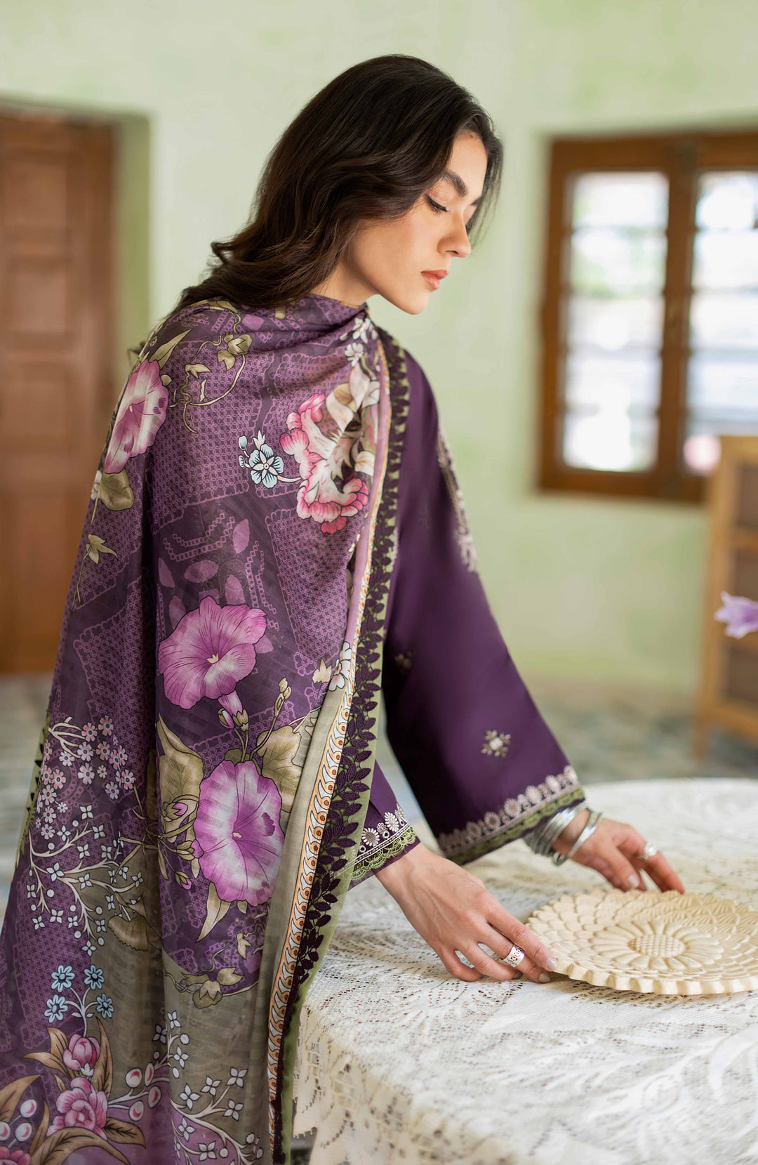 SERAN- 3PC LAWN EMBROIDERED SHIRT MONARK PRINTED DUPATTA AND TROUSER-W.J-1489