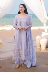 IMROZIA-3PC DHANAK CHIKANKARI EMBROIDERED SHIRT WITH DHANAK EMB SHAWL AND TROUSER-W.J-5135