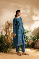BATIK-3PC DHANAK EMBROIDERED SHIRT WITH CHIFFON EMBROIDERED DUPATTA AND TROUSER-W.J-4195