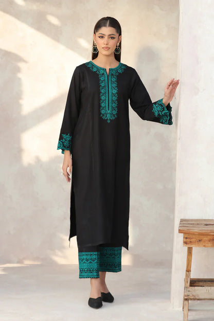 FEROZAE-2PC DHANAK EMBROIDERED SHIRT WITH DHANAK EMB TROUSER W.J-1348