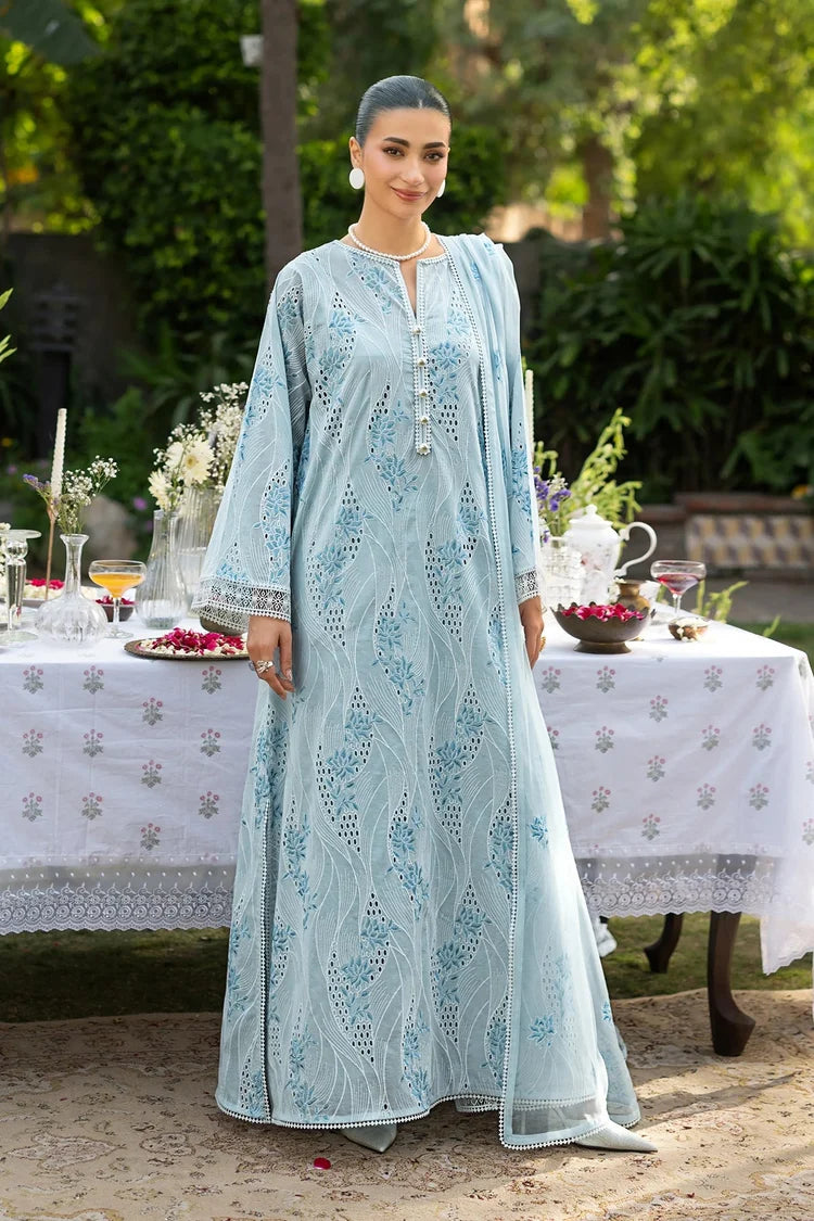 BAREEZE-3PC DHANAK EMBROIDERED SHIRT WITH CHIFFON EMBROIDERED DUPATTA AND TROUSER-W.J-5177