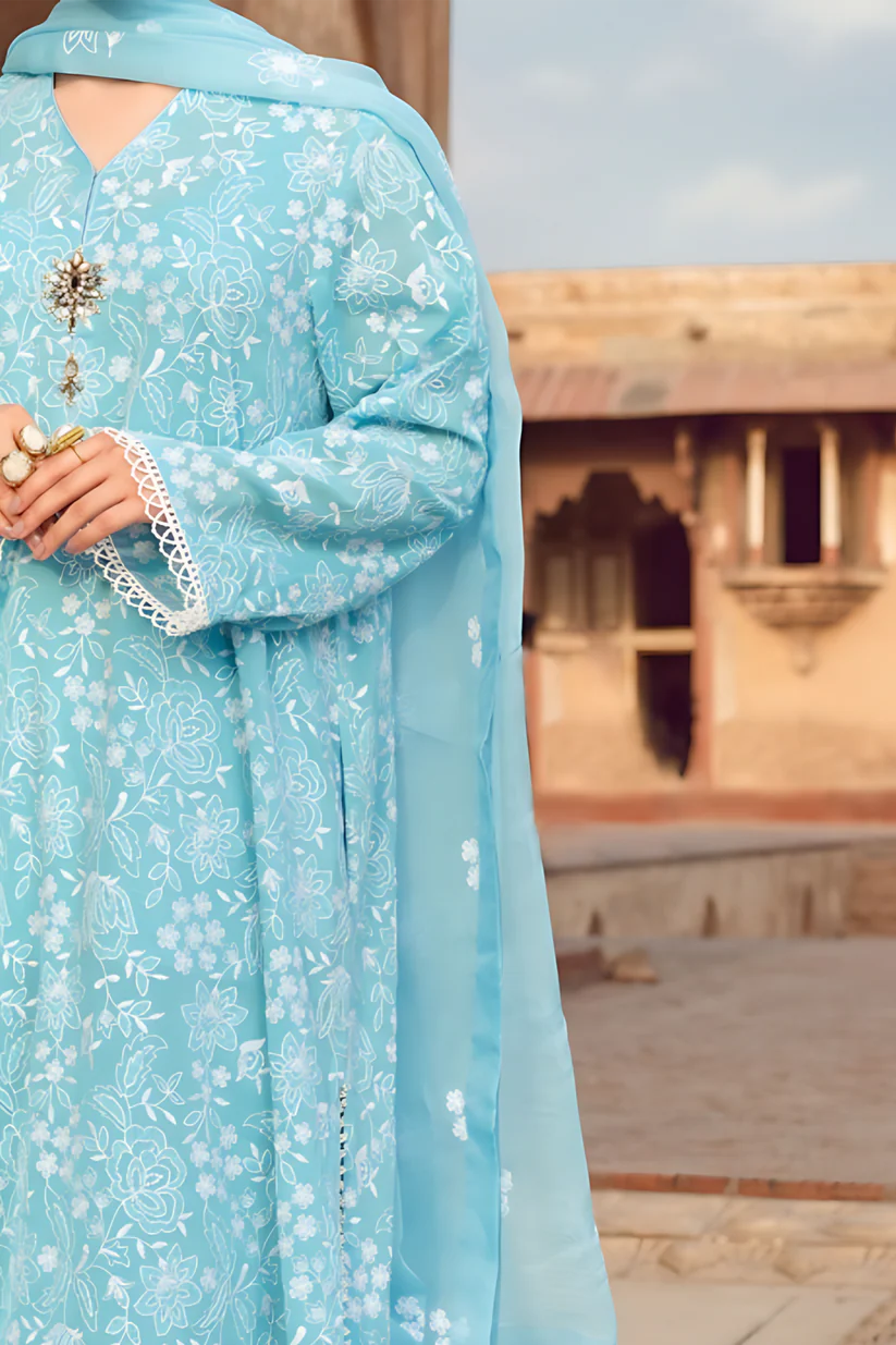 MARIA.B-3PC DHANAK EMBROIDERED SHIRT WITH CHIFFON EMBROIDERED DUPATTA AND TROUSER-W.J-1780