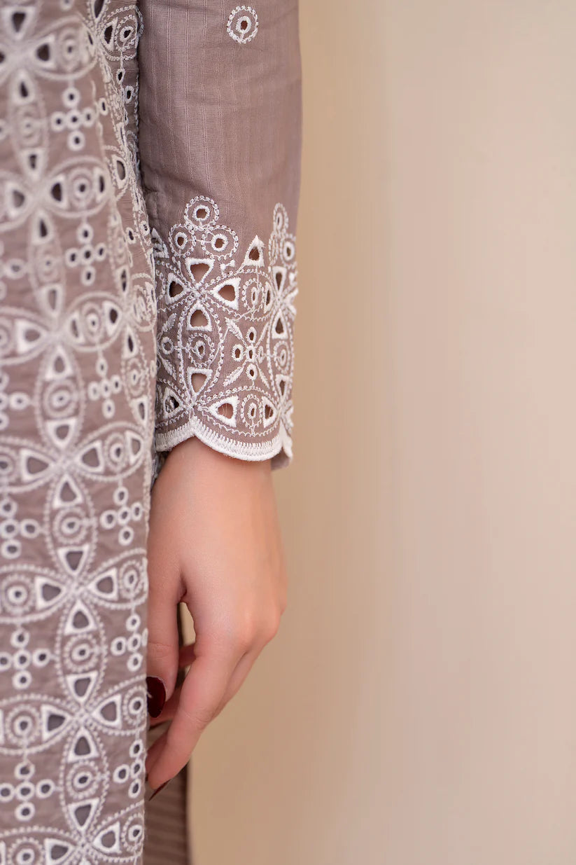 MIRAKHI-3PC LAWN CHIKENKARI EMBROIDERED SHIRT WITH LAWN TUBE SLUB DUPATTA-W.J-1692