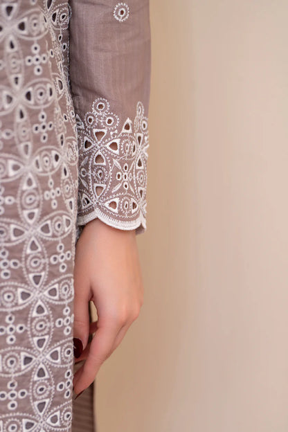 MIRAKHI-3PC LAWN CHIKENKARI EMBROIDERED SHIRT WITH LAWN TUBE SLUB DUPATTA-W.J-1692