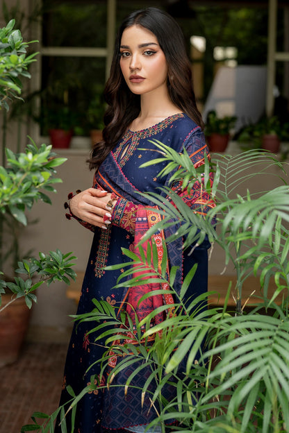 JAZMIN-3PC LAWN EMBROIDRED SHIRT WITH MONARK PRINT DUPATTA AND TROUSER-W.J-1514