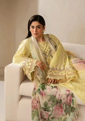 ELAF-3PC DHANAK EMBROIDERED SHIRT WITH COUTRAI PRINTED SHAWL AND TROUSER-W.J-5221
