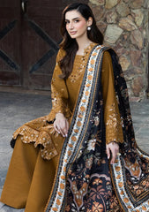 IZNIK-3PC DHANAK EMBROIDERED SHIRT WITH WOOL DIGITAL PRINT SHAWL AND TROUSER-W.J-5038