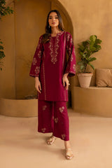 BATIK-2PIECE DHANAK EMBROIDERED SHIRT WITH DHANAK EMB TROUSER-WJ-15016