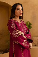 BATIK-2PIECE DHANAK EMBROIDERED SHIRT WITH DHANAK EMB TROUSER-WJ-15016