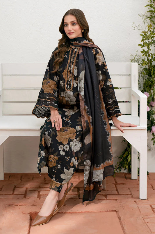 BAROQUE-3PC LAWN PRINTED SHIRT WITH CHIFFON PRINT DUPATTA AND PRINT TROUSER-W.J-1786