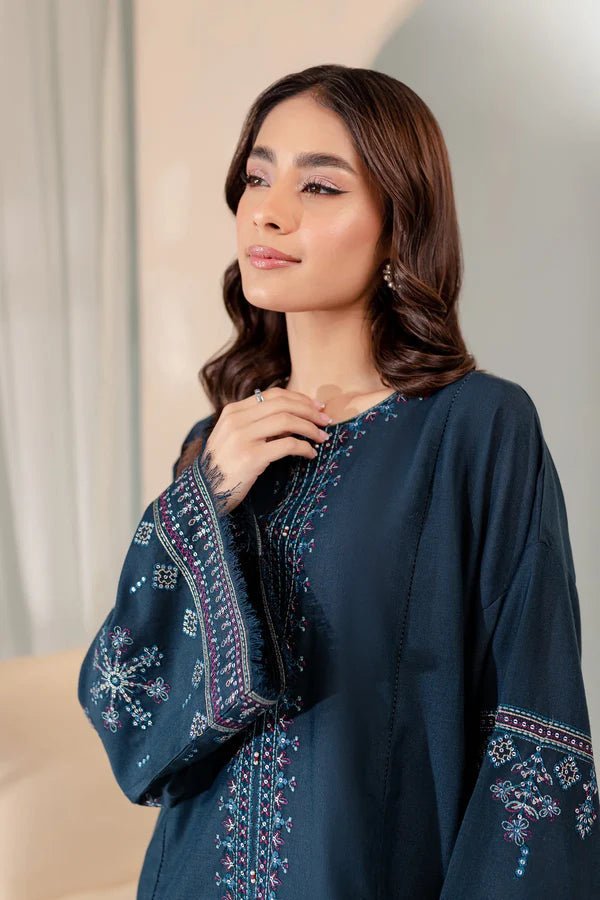 JAZMIN-2PC DHANAK EMBROIDRED SHIRT WITH AND TROUSER-W.J-1072