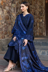 BATIK-3PC DHANAK EMBROIDERED SHIRT WITH COURTRAI PRINTED SHAWL AND TROUSER-W.J-4390