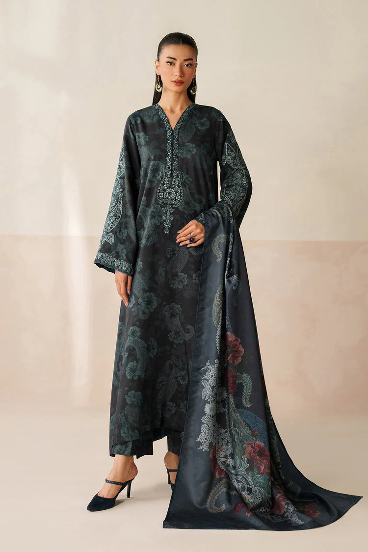 BAROQUE-3PC VISCOSE PRINTED EMB SHIRT WITH VISCOSE PRINTED DUPATTA AND TROUSER-W.J-2631