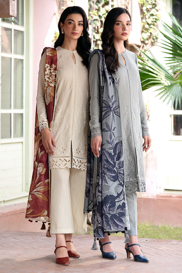 JAZMIN-3PC LAWN EMBROIDRED SHIRT WITH MONARK PRINT DUPATTA AND TROUSER-W.J-1536